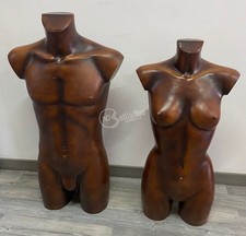 Coppia di manichini busti uomo e donna 90/80 cm marrone attrezzatura