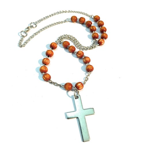 Collana con croce rosario - , in