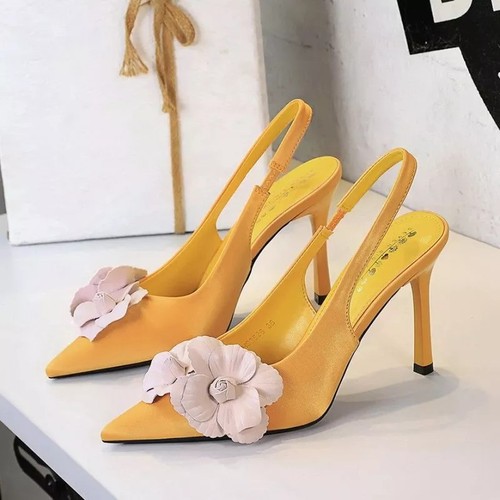 Decolte giallo floreale tacco - floreale,