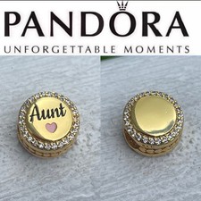 Autentico Charm Pandora Shine Zia Sigillo Rotondo ~ Personalizzazione Incisione