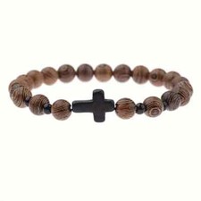 Bracciale croce nera - bracciale, perle