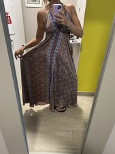 ELEGANTE ABITO VESTITO LUNGO FAZZOLETTO SETA VISCOSA ESTATE ETNICO INDIA 5