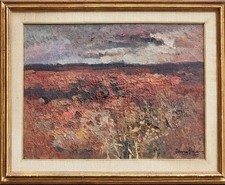 Ettore Fico (Piatto Biellese 1917- Torino  2004 ) "Baraggia" , olio anni '50-'60