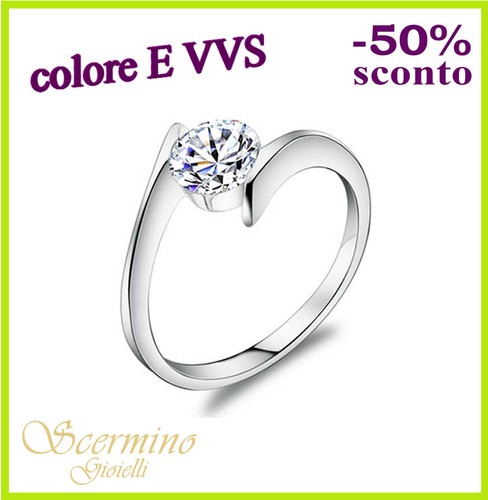 Anello solitario oro bianco - anello,