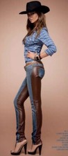 DENNY ROSE PANTALONE jeans con ecopelle art. 1065