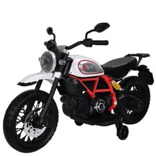 Moto elettrica per bambini Ducati Scrambler bianca Motocicletta bimbo luci suoni