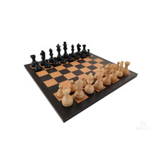 SCACCHIERA IN PELLE CM 34X34X1 - CASELLA CM 3,8 + SCACCHI IN LEGNO - ITALFAMA