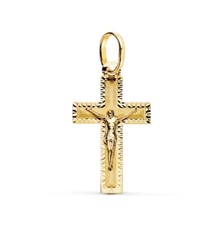 Pendente Oro 18K 750 Mls. Croce Cristo Intagliata 23 X 13 MM.