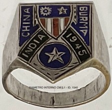 INDIA CHINA BURMA CAMPAIGN 1945 UNITED STATES MILITARY RING USA ANELLO ARGENTO