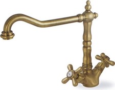 CROLLA Rubinetto Cucina Miscelatore Doppio Comando Vecchio Ottone 2700 Old Style