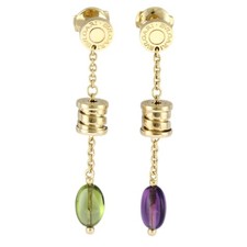 BVLGARI orecchino K18 oro giallo ametista peridoto elemento B-zero1 usato