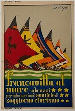 FRANCAVILLA AL MARE ABRUZZI COM. SOGGIORNO E TURISMO CARTOLINA GRAFICA FUTURISTA
