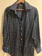 Camicia uomo Etro nera con pois bianchi taglia 44
