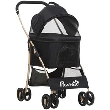 Passeggino per cani pieghevole con trasportino rimovibile, 82x49.5x98cm, nero