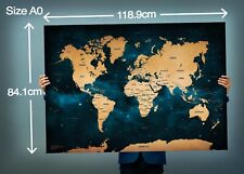 Splendida Mappa del Mondo Galassia (HD/4K) Poster Spazio Arte Gigante A0 (Finitura Opaca)