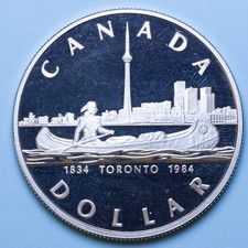 CANADA DOLLARO 1984 150° TORONTO PROOF ARGENTO SILVER COIN NUMISMATICA