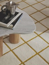 Cream Modern Area Rug Gold