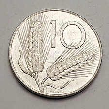 1975 Italy 10 Lire, KM# 93