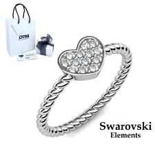 Anello Fidanzamento Cuore Argento 925 Swarovski E. Fedina Solitario Oro Bianco