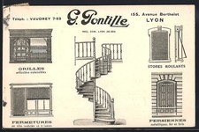 CPA Lyon, Publicité pour G. Pontille, grilles, stores, persiennes et escaliers  