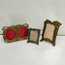 Lotto 3 Cornici Antiche Stile Liberty Art Nouveau Ottone e Metallo  Vintage 