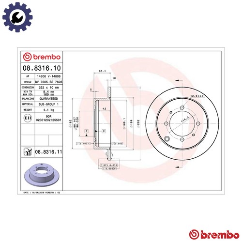 Dischi freno 8316 - freno, 08.8316.11