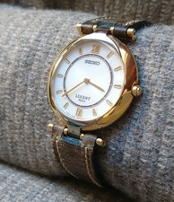 Orologio al quarzo vintage placcato oro e palladio Seiko Lucent ref. 7N00-618A