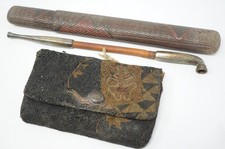 Set pipa e contenitore in pelle giapponese per tabacco irlandese antico...