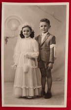 CARTOLINA BAMBINA BAMBINO PRIMA COMUNIONE ANNI 30/40 C.  ( F 9 )