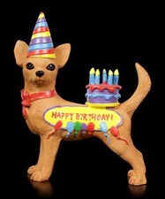 Figura Divertente Di Cane - Buon Compleanno Chihuahua - Statua Di Cane Carina