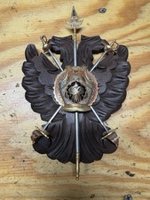 Targa da parete in legno vintage piccola Toledo Spagna stemma con spade + scudo