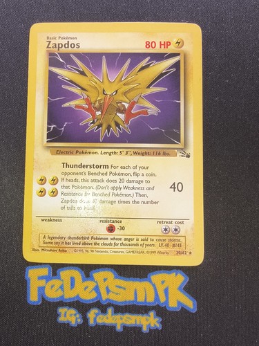 Carta pokemon zapdos 62 - pokemon,