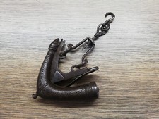 ANTICA VECCHIA FIASCHETTA DA PRIMING ISLAMICA TURCA PERSIANA 18°C ACCIAIO PISTOLA FIASCHETTA POLVERE