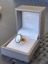 Anello oro giallo e bianco 18 kt bordo pietra onice e brillante