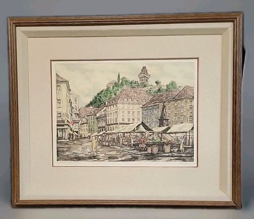 Graz hauptplatz acquaforte - graz, hauptplatz,