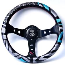 Volante sportivo VERTEX KING JDM Racing 13 pollici 330 mm in pelle Drift bianco