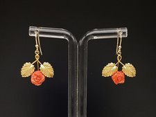 Women Earrings Roses Real Red