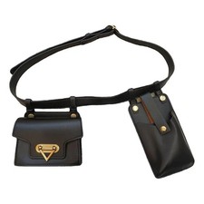 Borsa cintura tracolla nera piccola doppia pouch porta telefono elegante donna