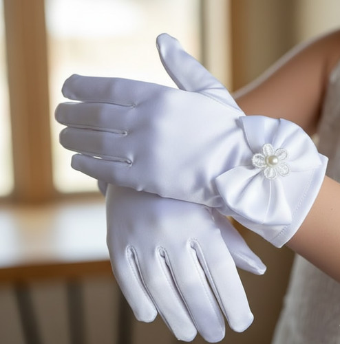 Guanto raso bianco con - bianco,