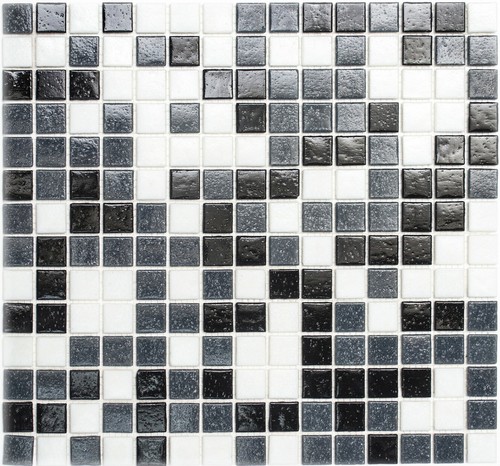 Glasmosaico bianco grigio nero - bianco,