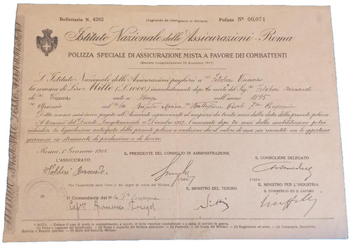 1918 assicurazione favore - 1918,