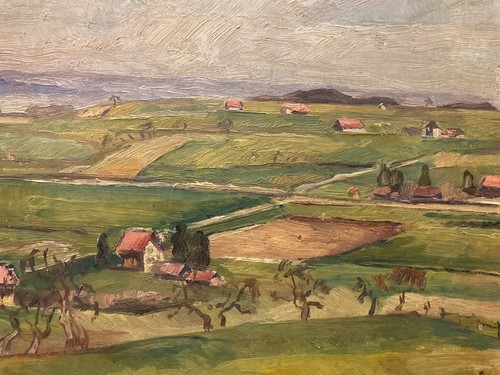 Pittura olio pannello 1950 - olio,