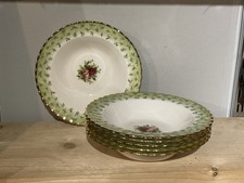 Rara zuppiera Royal Albert Old Country Roses bordo verde bordata x 6 2°