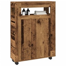 Mobile da Bagno Stretto con Ruote Legno Vecchio in Truciolato