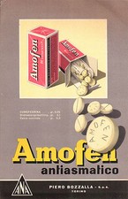 CART. PUBBLICITARIA MEDICINALE " AMOFEN " PIERO BOZZALLA TORINO 1953 17-16