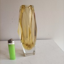 MURANO VASO VINTAGE IN VETRO SOMMERSO GIALLO FLAVIO POLI MANDRUZZATO SEGUSO  