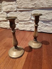 Coppia Candelabri In Ottone Vintage H 20 Cm