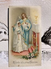 Santino antica cromolitografia A e M B  1906 Ricordo prima comunione bambina 