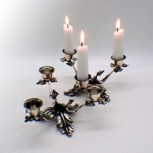 Coppia candelabri tre - coppia, di