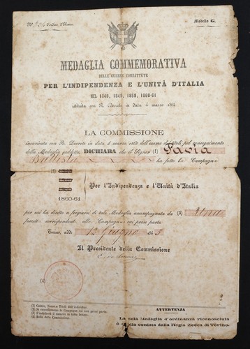 Diploma medaglia guerre - diploma,